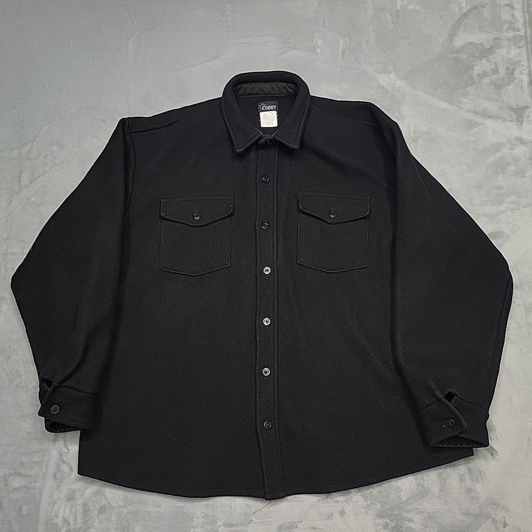 Vtg Codet Shirt Jacket Men Xl Black Heavyweight Wool Blend Shacket Made In Usa